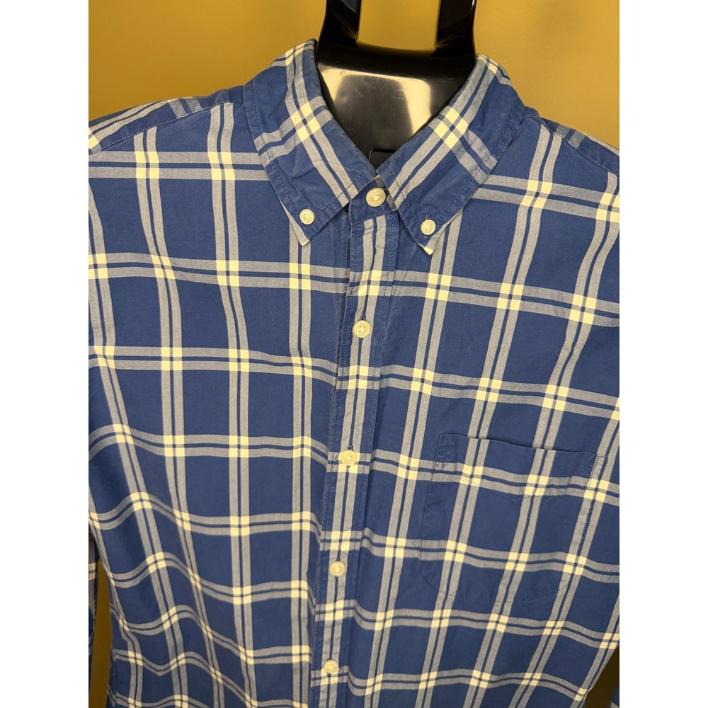 J.Crew Slim Fit Blue White Plaid Button Down Shirt Mens Medium 100% Cotton